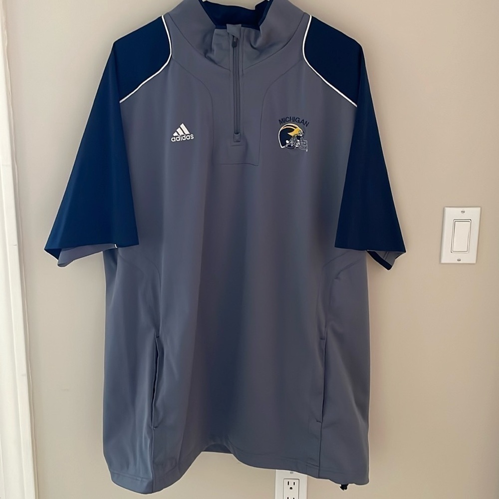 Adidas University of Michigan Football Short Sleeve Jacket Windbreaker Pullover